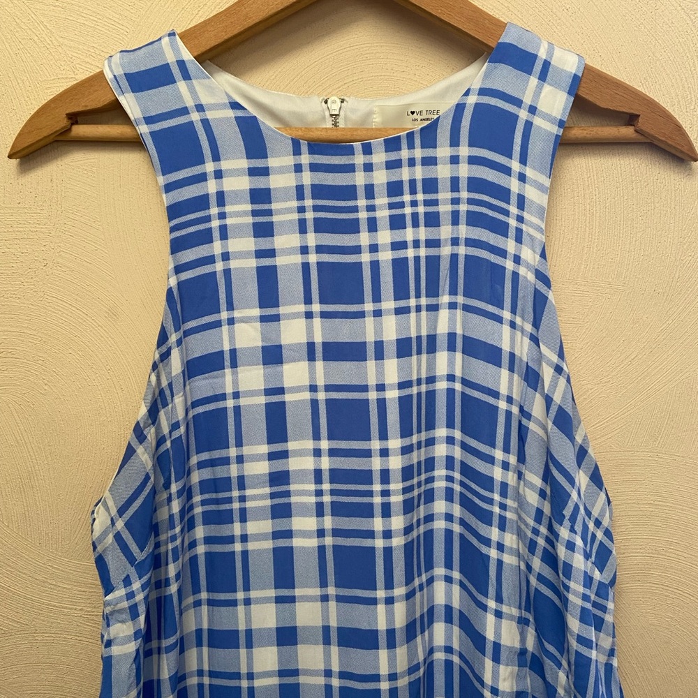 Love Tree Blue & White Plaid Dress